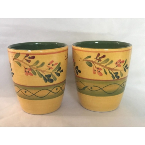 Tabletops Gallery Provincial Le Fleur Coffee Mug/Cup set of 2 Hand Paint/Crafted - Picture 4 of 9
